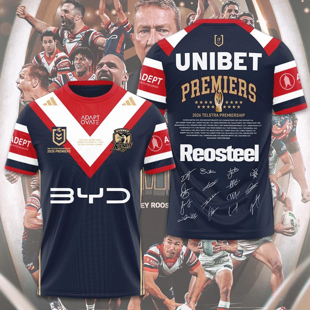 Sydney Roosters 2026 Premiers 3D Apparel - TMTHU9760