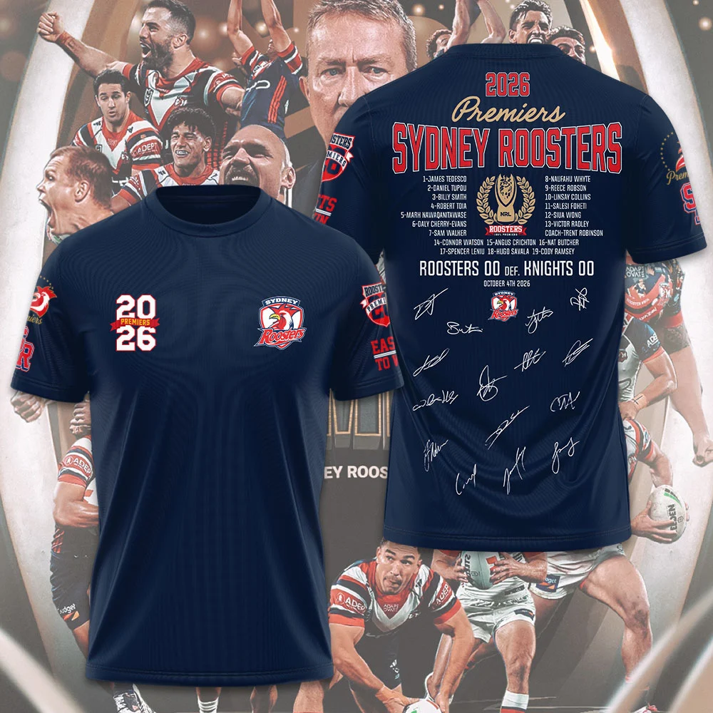 Sydney Roosters 2026 Premiers 3D Apparel - TMTHU9764