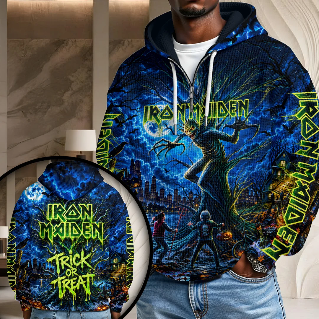 Iron Maiden Fear of the Dark Halloween 3D Unisex Waffle Hoodie - TANTN26006