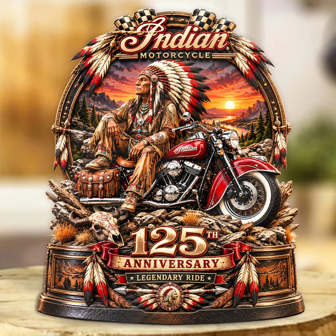 Indian Motorcycle 125th Anniversary 2026 Custom Shape Acrylic Plaque - TANTN26138