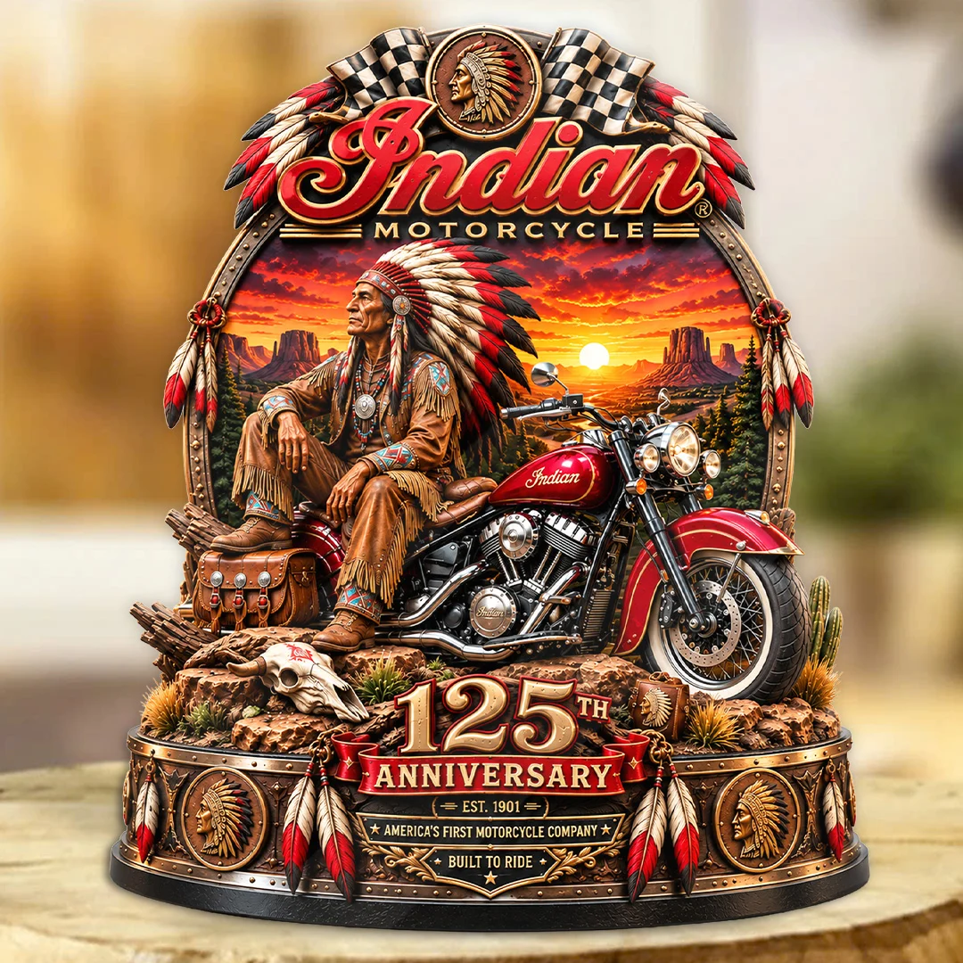 Indian Motorcycle 125th Anniversary 2026 Custom Shape Acrylic Plaque - TANTN26140