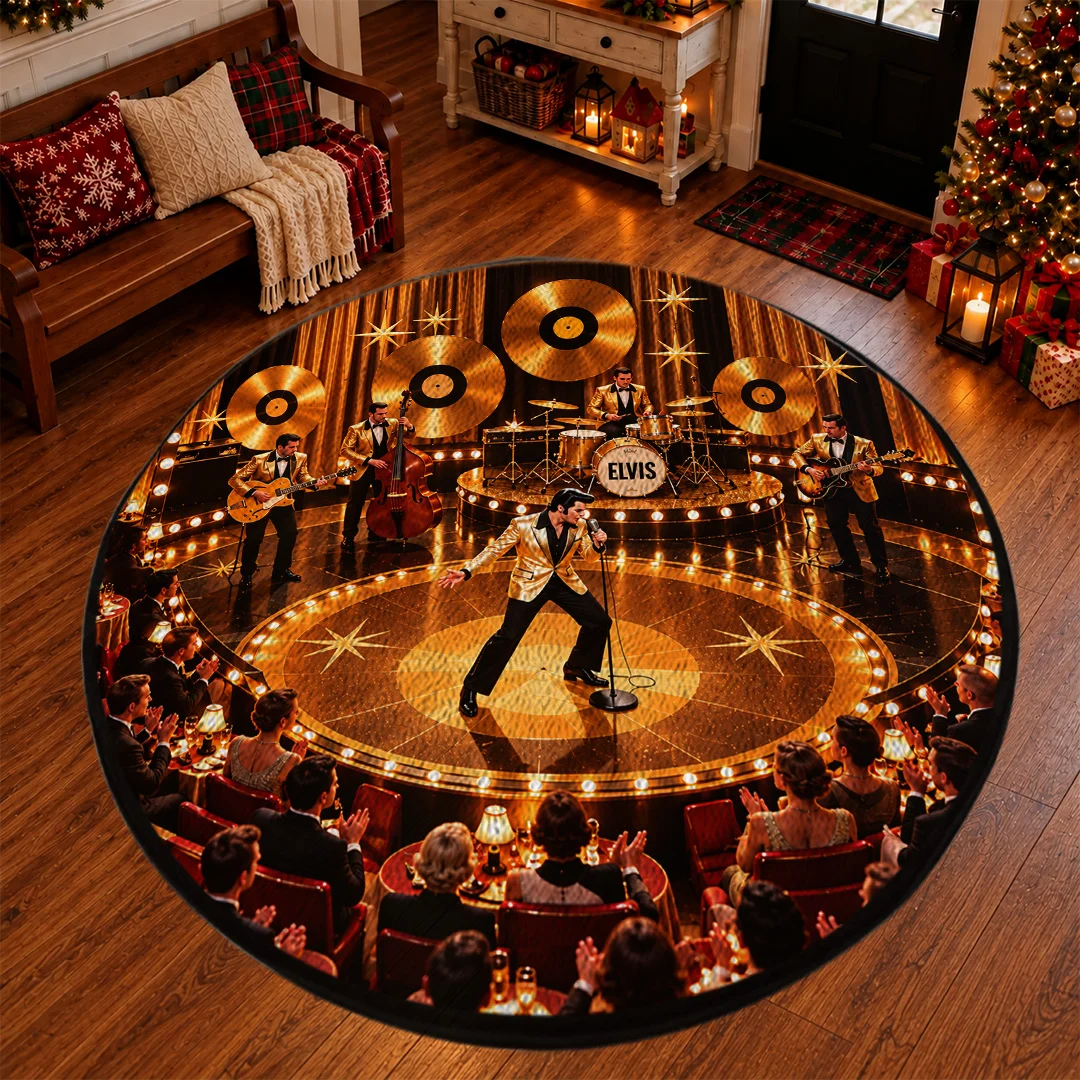 Elvis Presley Round Quilt Rug - TANTN26212