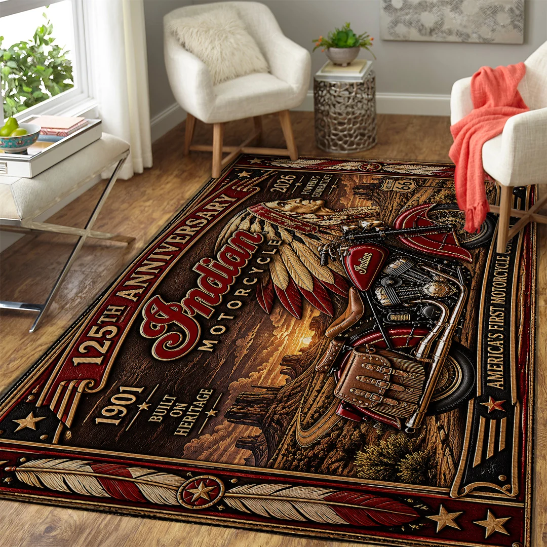 Indian Motorcycle 125th Anniversary 2026 Rectangular Rug - TANTN26249