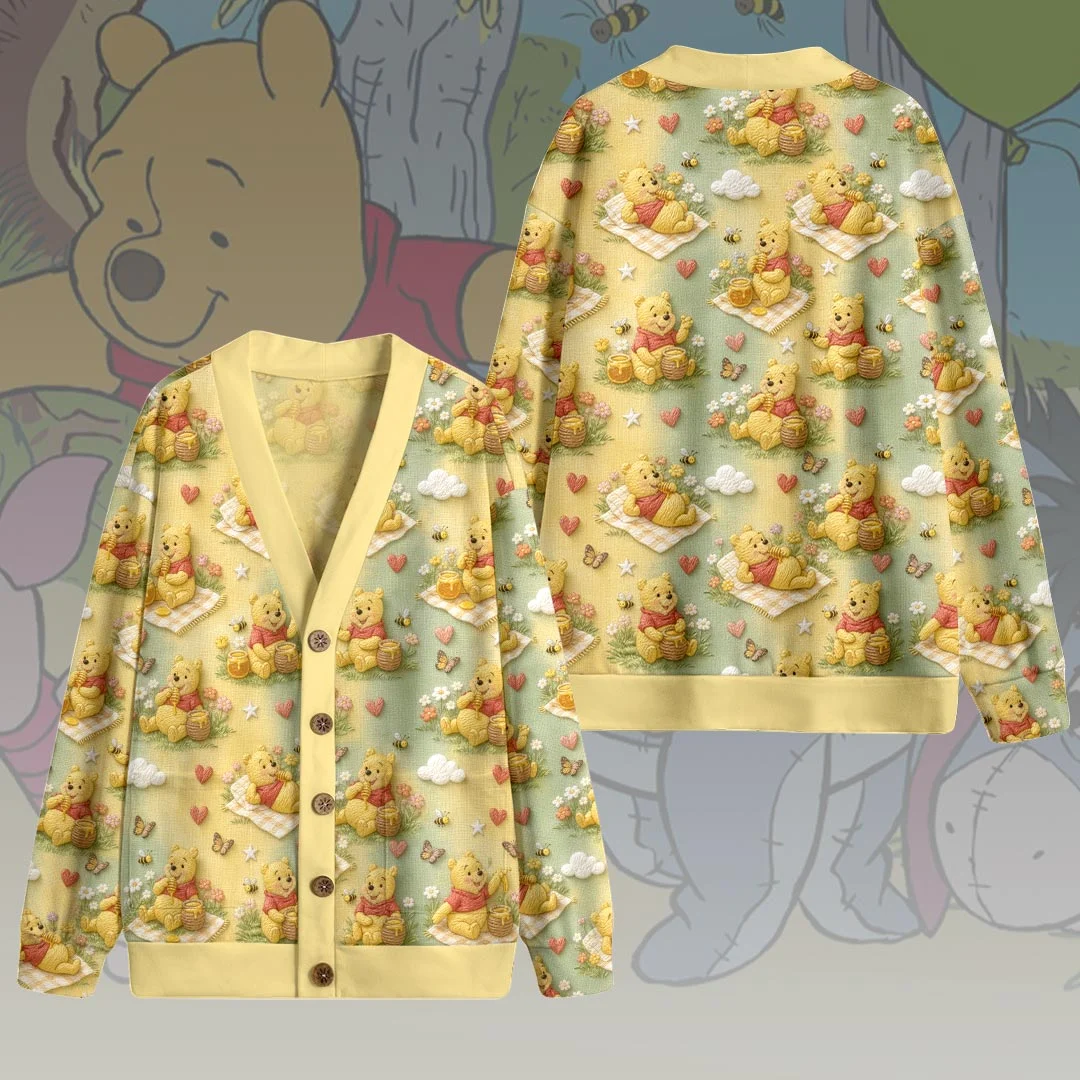 Winnie-the-Pooh Knitted V-neck Cardigan - HOATT26713